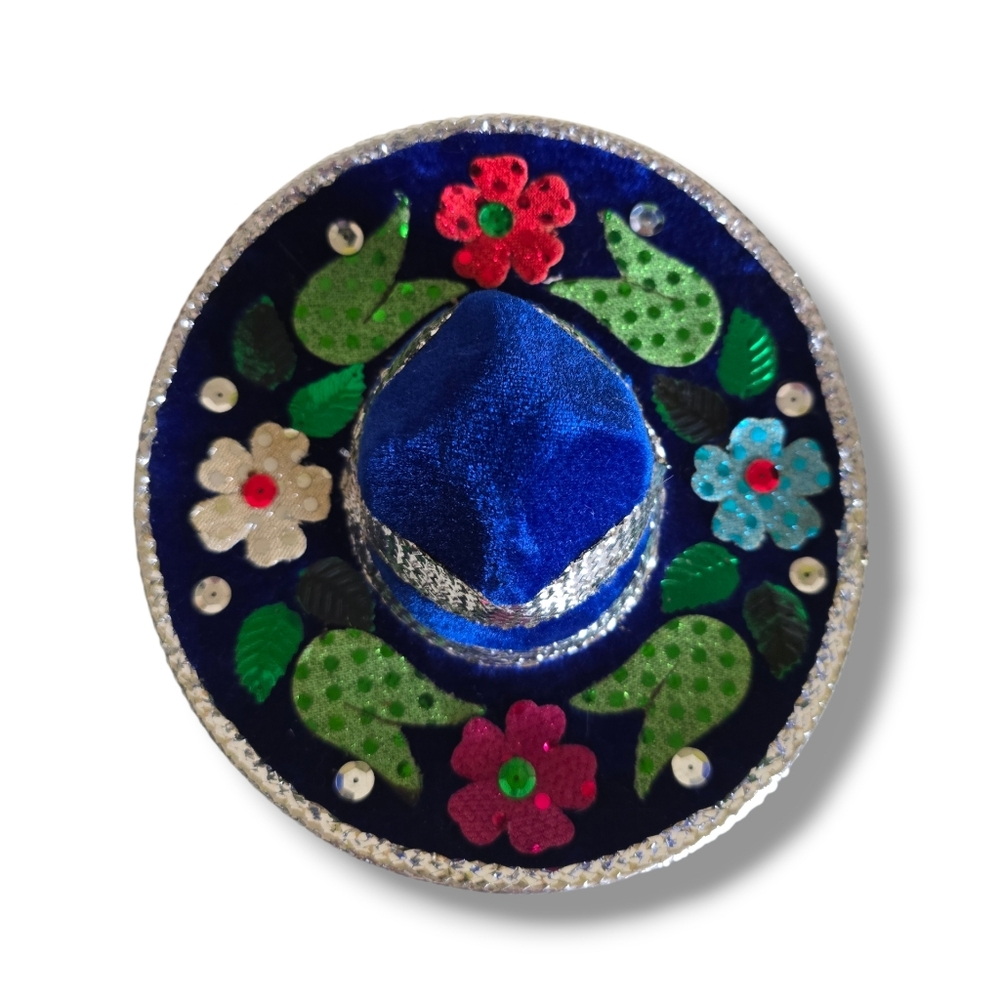 π Host Pick π Mexican Blue and Silver Small Dog Mini Sombrero - Picture 4 of 16